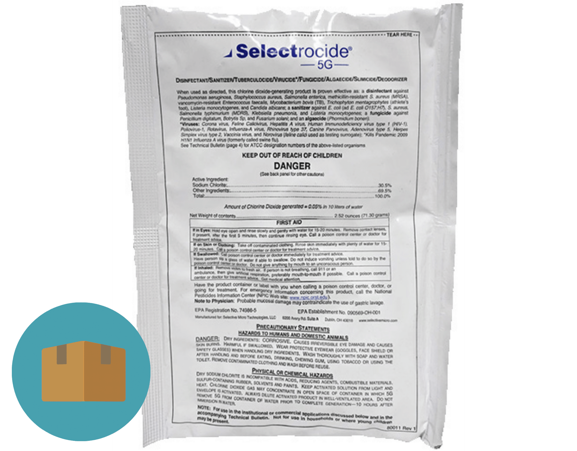 Selectrocide 5g Chlorine Dioxide Disinfectant for sale by the case by TrustedSafe.com