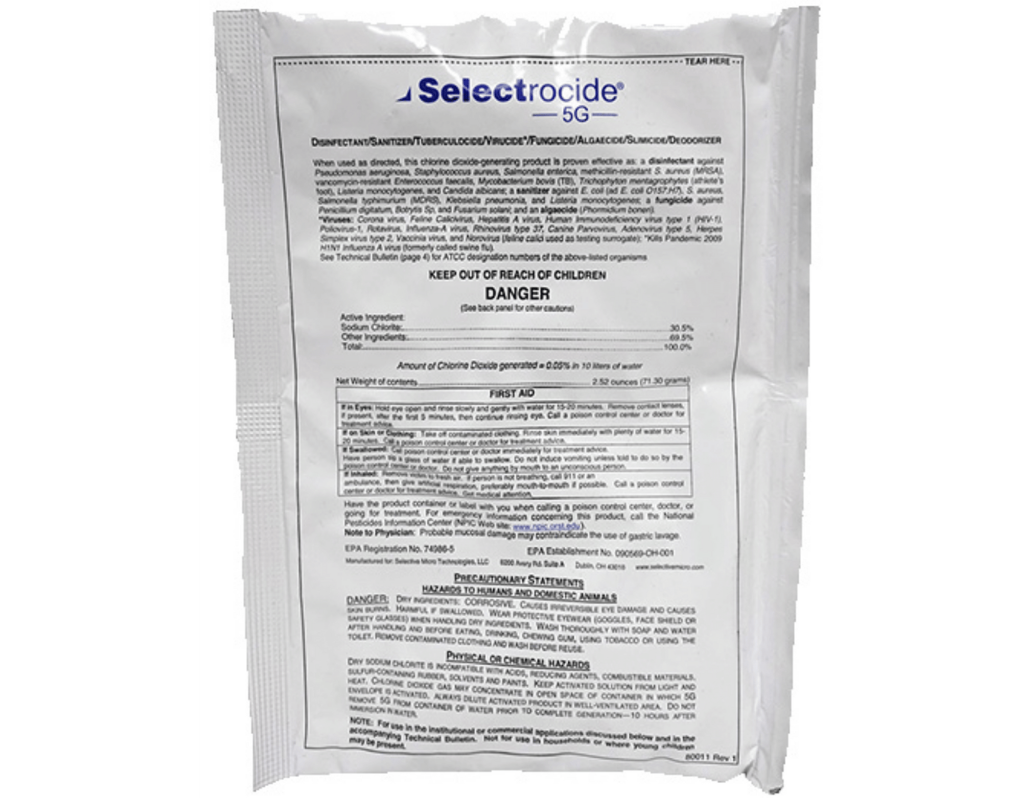Selectrocide 5g Chlorine Dioxide Disinfectant for sale by TrustedSafe.com