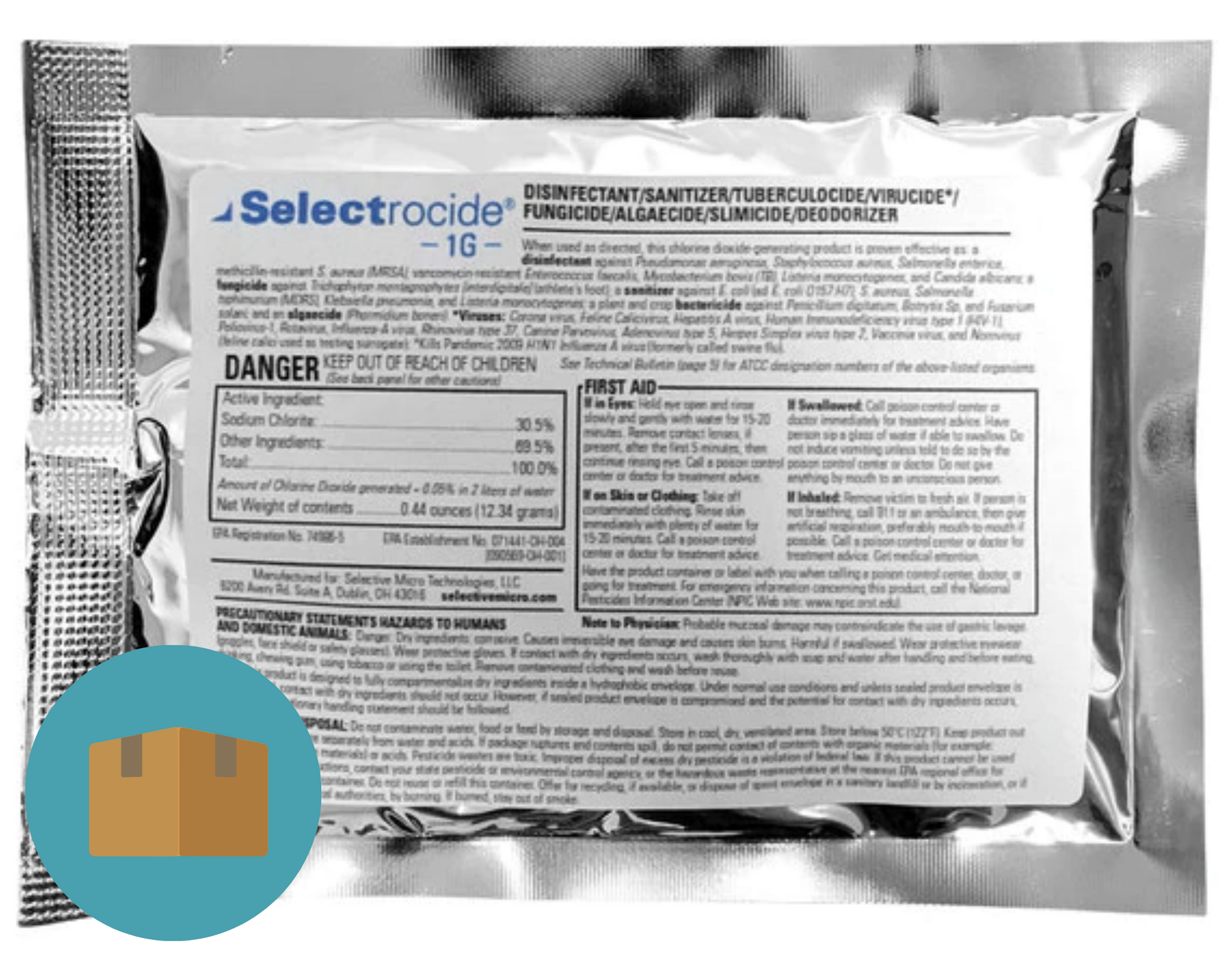 Selectrocide 1G | Chlorine Dioxide Disinfectant | Case (50 Pouches)